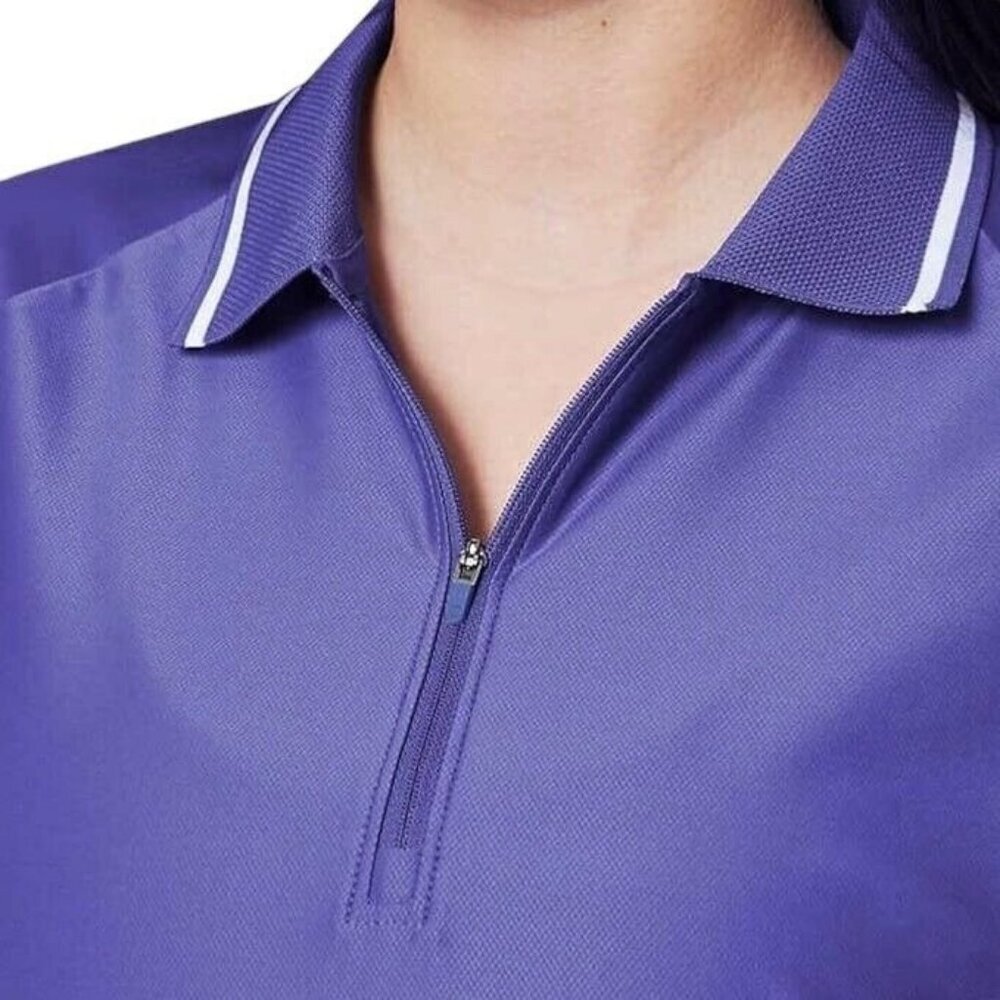 Mondetta Women Size XXL Purplish‎ Blue 1/4 Zip Short Sleeve Mesh Polo Shirt NWT - Picture 4 of 6
